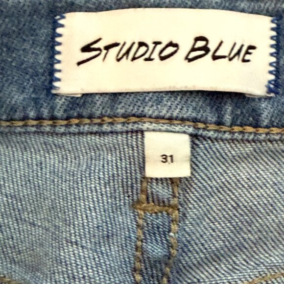 Studio Blue Distressed Ankle Jeans Straight Leg Ripped Up Womens Size 31 Denim - Picture 4 of 14